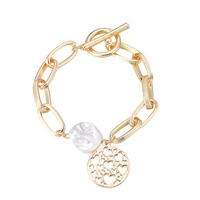 ornapeadia hot selling korean bracelet for women baroque pearl simple design chain ot buckle hip hop wholesale luxury bangles