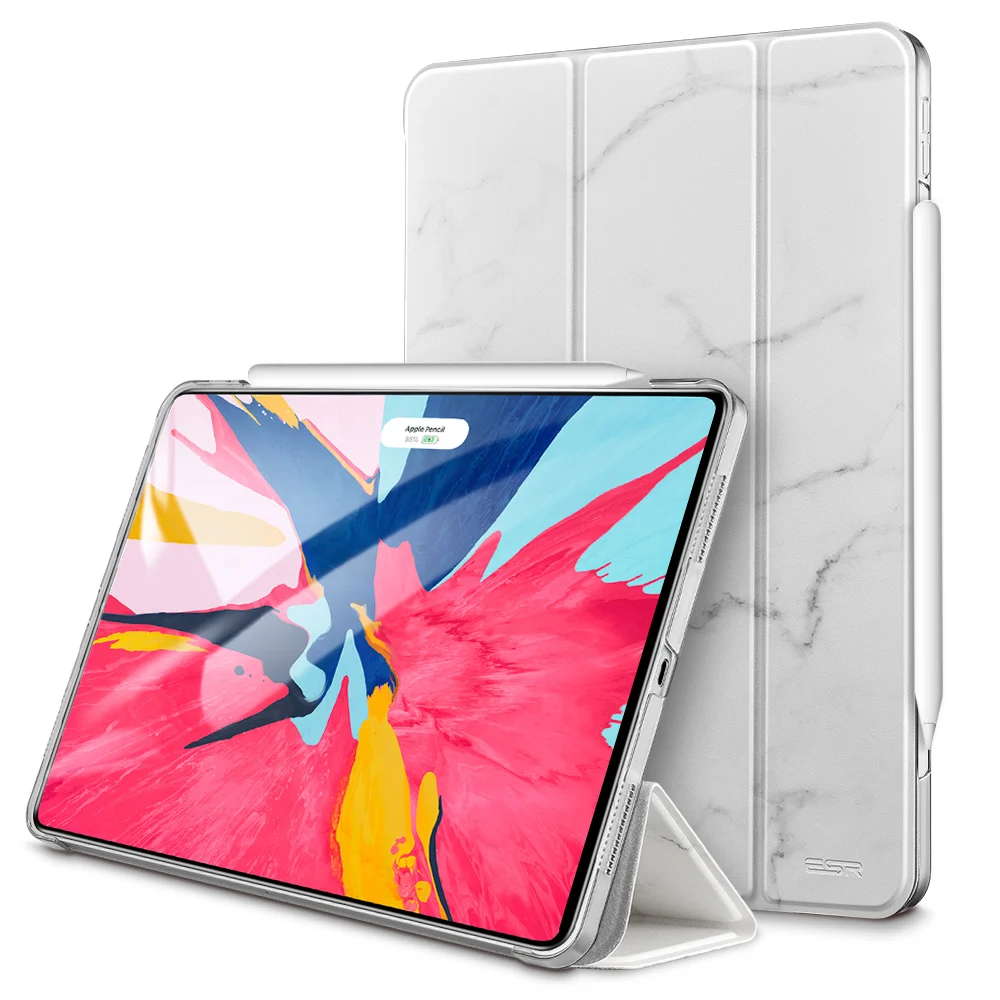 White ESR Чехол для iPad Pro 11 легкий умный трехслойный чехол из искусственной кожи твердая задняя крышка мраморный чехол для Apple iPad Pro 11 - Цвет: White