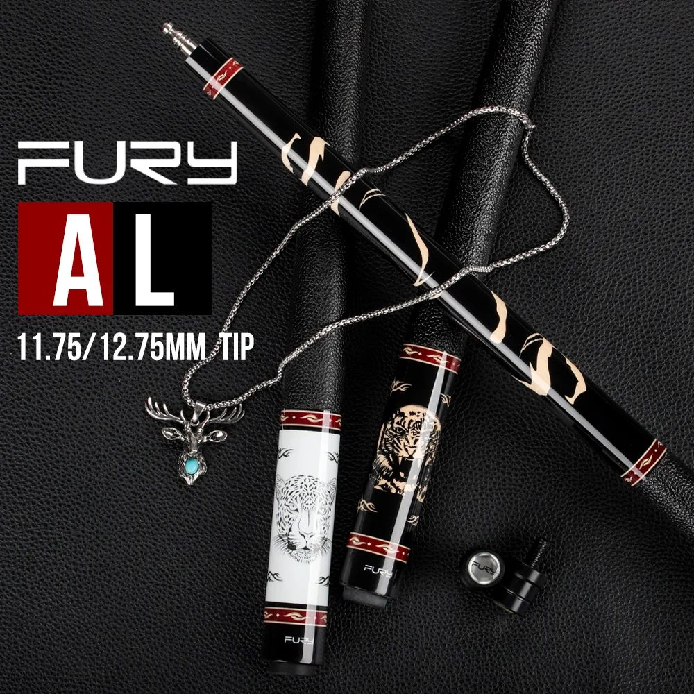 

Fury AL Billiard Pool Cue 11.75mm&12.75mm Black&White Tiger Tip Professional Handmade KT/HT Maple Stick Ergonomic Design Stick