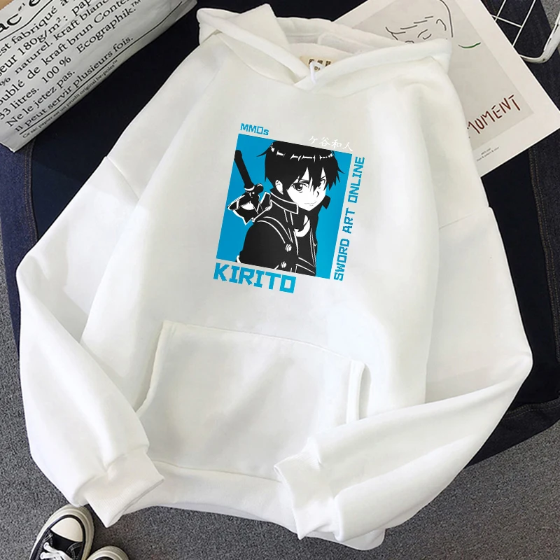 

Winter Sword Art Online - Kirito Hoodies black oversized clothes Sweatshirt tops clothing Hoodie Sleeve Hoody Print Harajuku