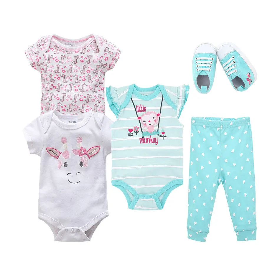Одежда для маленьких девочек 5 шт. комплекты одежды 0 12 месяцев Детские аксессуары