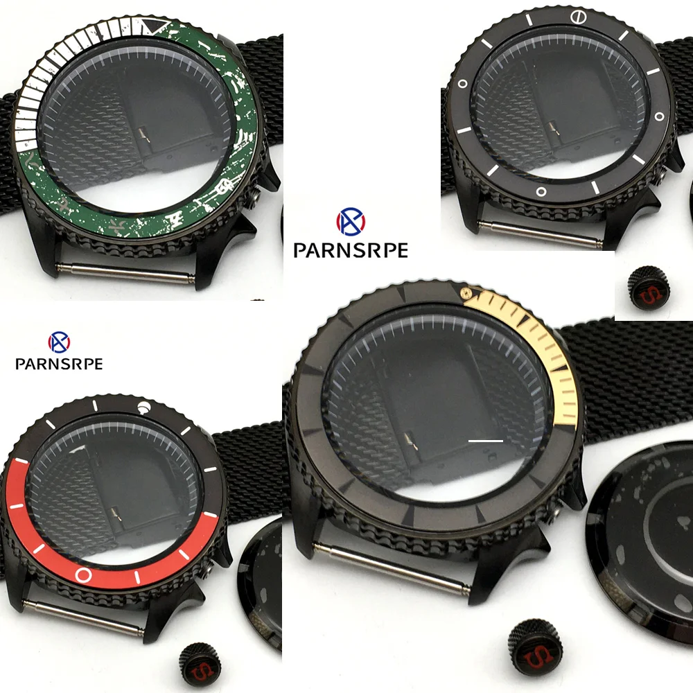 Мужской стальной чехол для часов 42 мм черный PVD подходит Seiko NH35A/36A/4R36A из