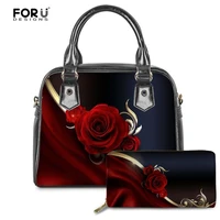 forudesigns bolsa feminina gothic rose floral style ladies handbags casual pu leather women cross body bags fashion 2pcsset bag