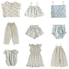 Детские рубашки 2021 Liilu, брендовые милые блузки с коротким рукавом и цветочным принтом для девочек, модные топы для малышей, одежда, верхняя одежда