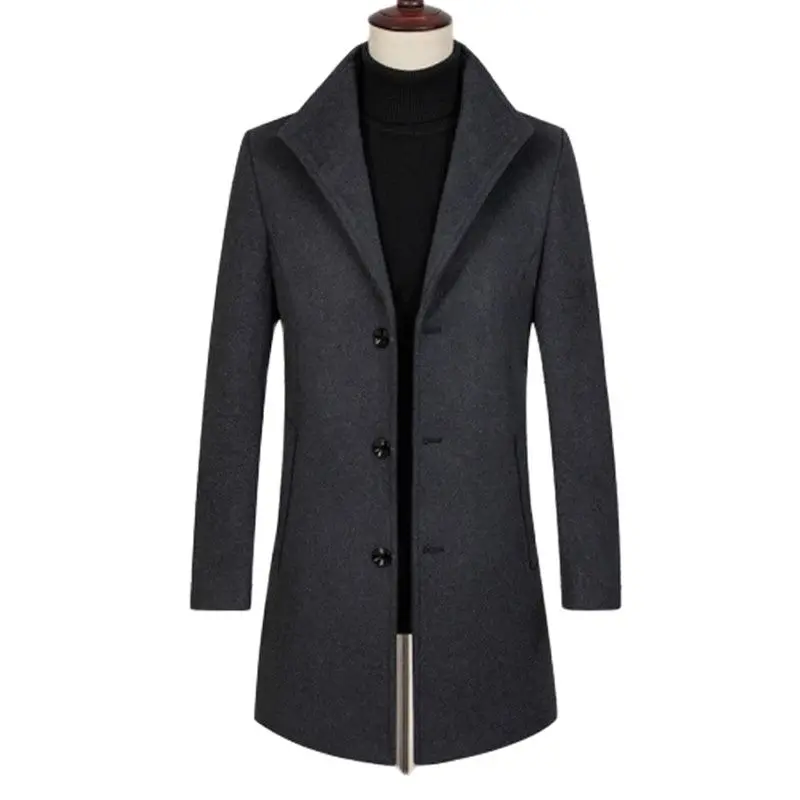 Мужские пальто и куртки, Зимняя шерстяная куртка, пальто для мужчин, высокое качество, модное пальто, повседневное длинное пальто, английски...