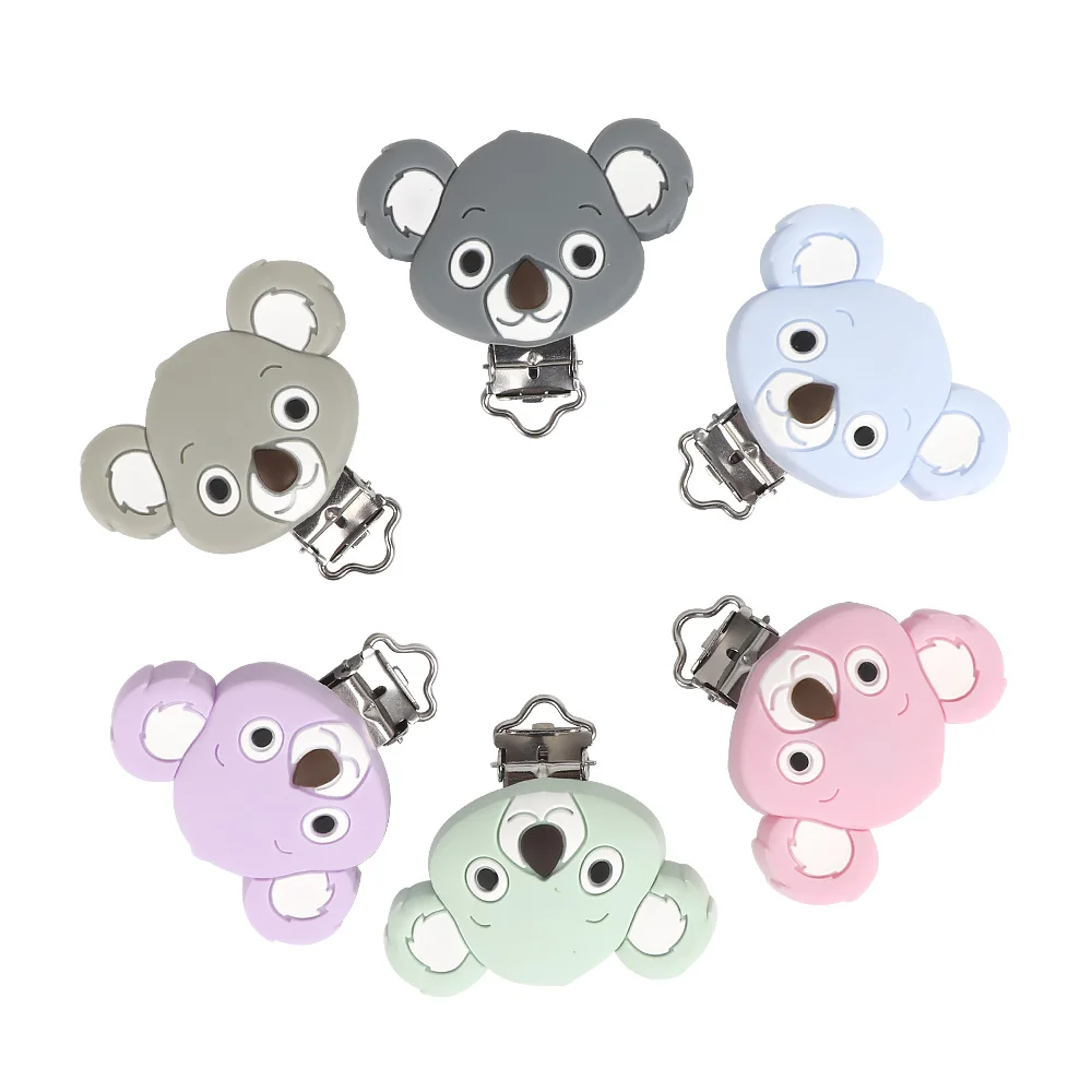 

10pc Pacifier Clip Cartoon Koala Silicone Pacifier Holder BPA Free DIY Baby Nursing Soother Clips Chains Teething Beads