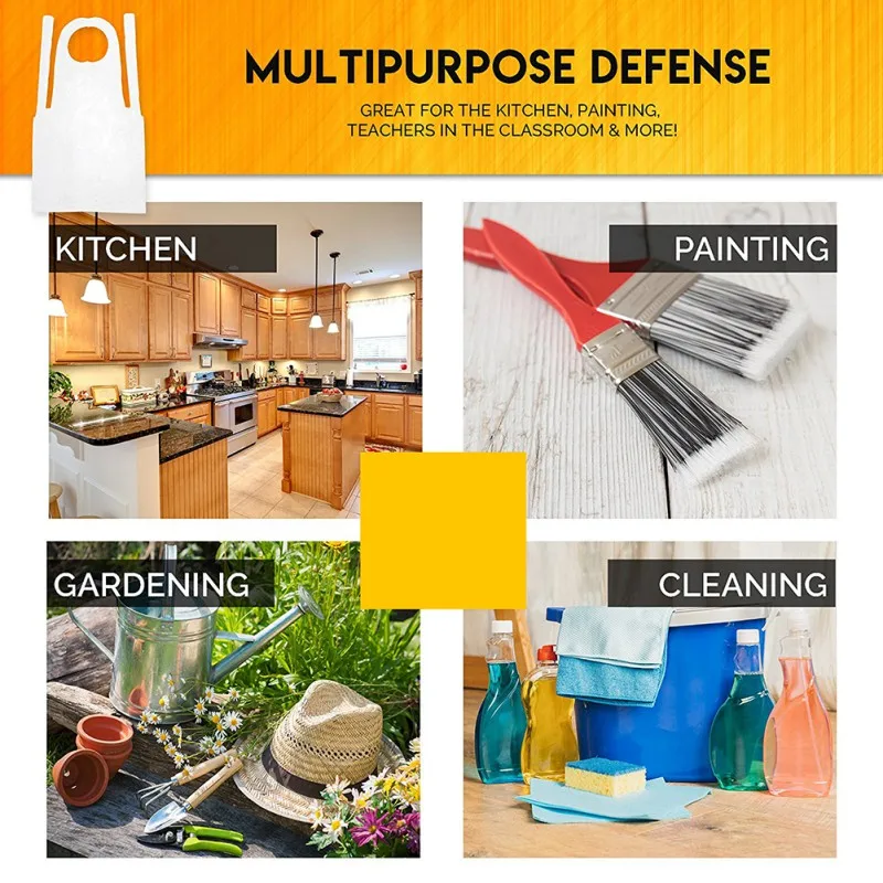 

100pcs/set Disposable Apron Transparent Easy Use Kitchen Aprons For Women Men Kitchen Cooking Cleaning Plastic Aprons