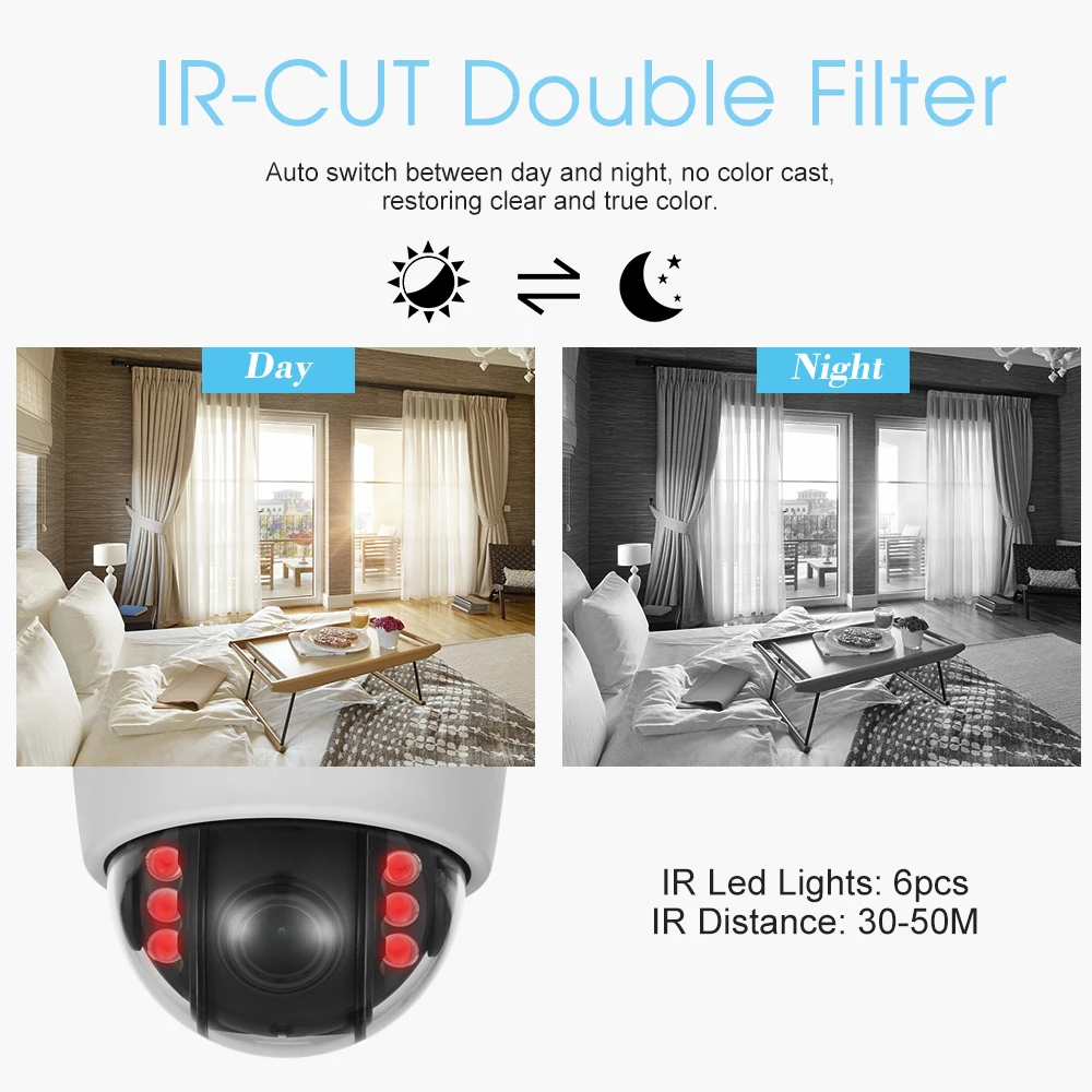 1080P Wireless WIFI Dome PTZ IP Camera 2.8-12mm Auto-focus Support P2P Phone APP TF Card Slot Surveillance CCTV Security | Безопасность