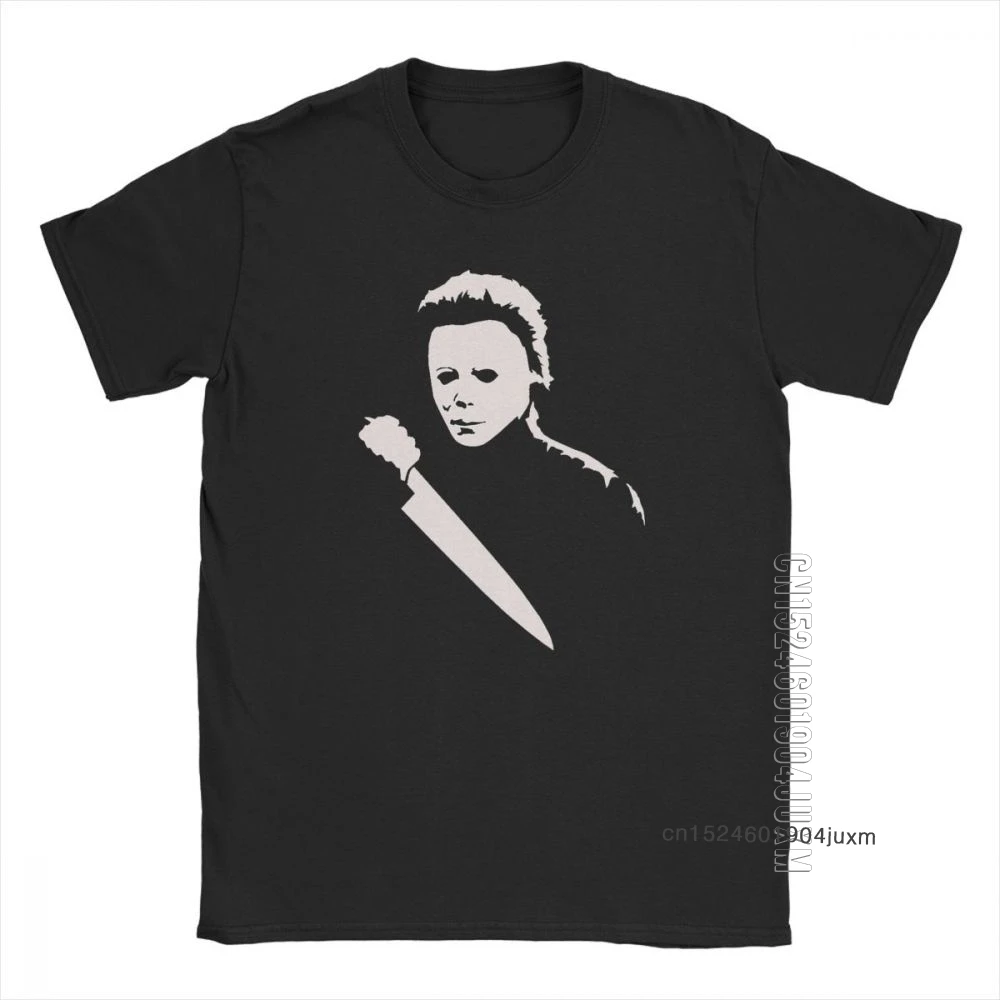 Scary Movie Horror Michael Myers Mask And Drips T Shirt Hip Hop T-Shirts Man's Short Sleeve Clothing Shirt Pure Cotton T-Shirt