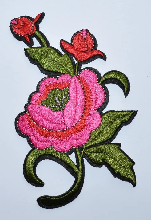 

(5 pcs) Pink roses pair flowers floral retro boho appliques iron on patches ( about 15 * 8.5 ( about 9 * 14.5 cm)