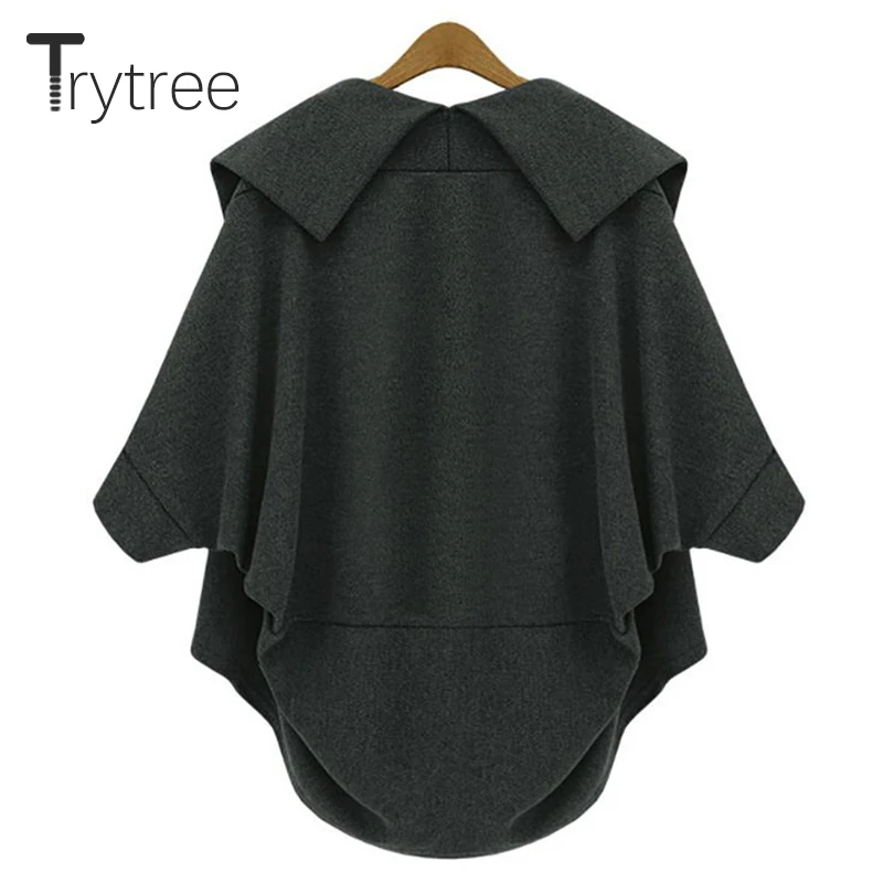 Trytree/2019 осенне зимнее женское пальто повседневное однотонное с отложным