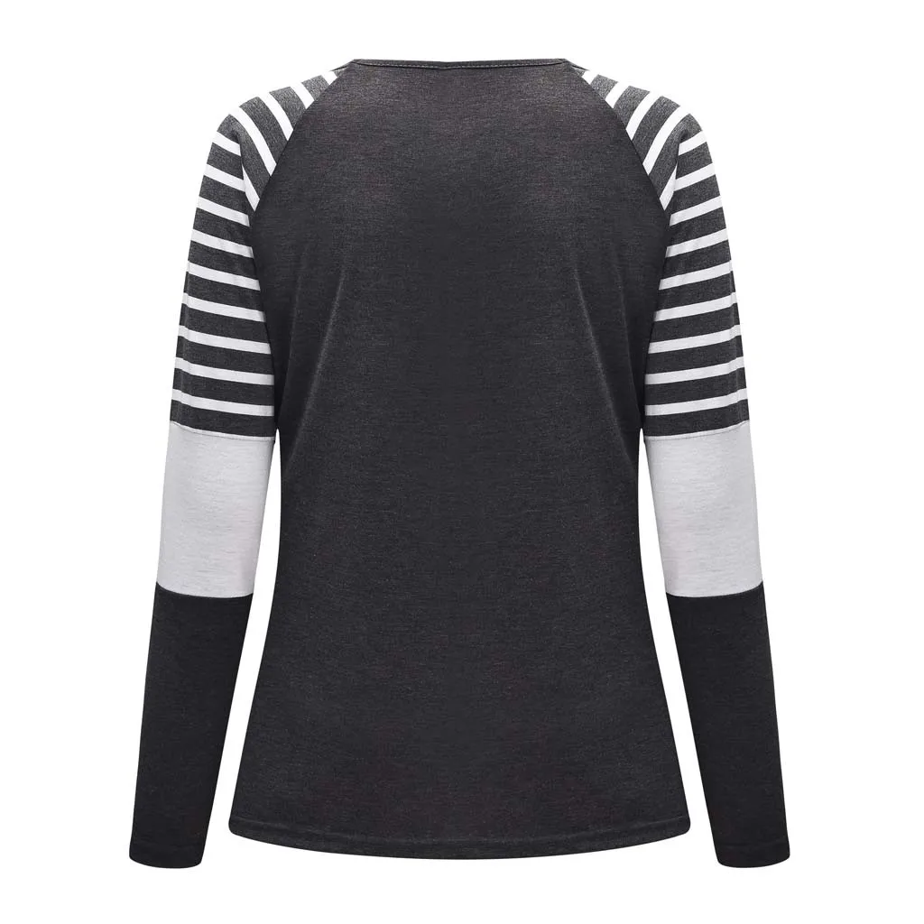 

Tops Women Pregnant Maternity Clothes Casual O-Neck Long Sleeve Splicing Stripe Blouse Nursing Tops Shirt Female Girl Clothing