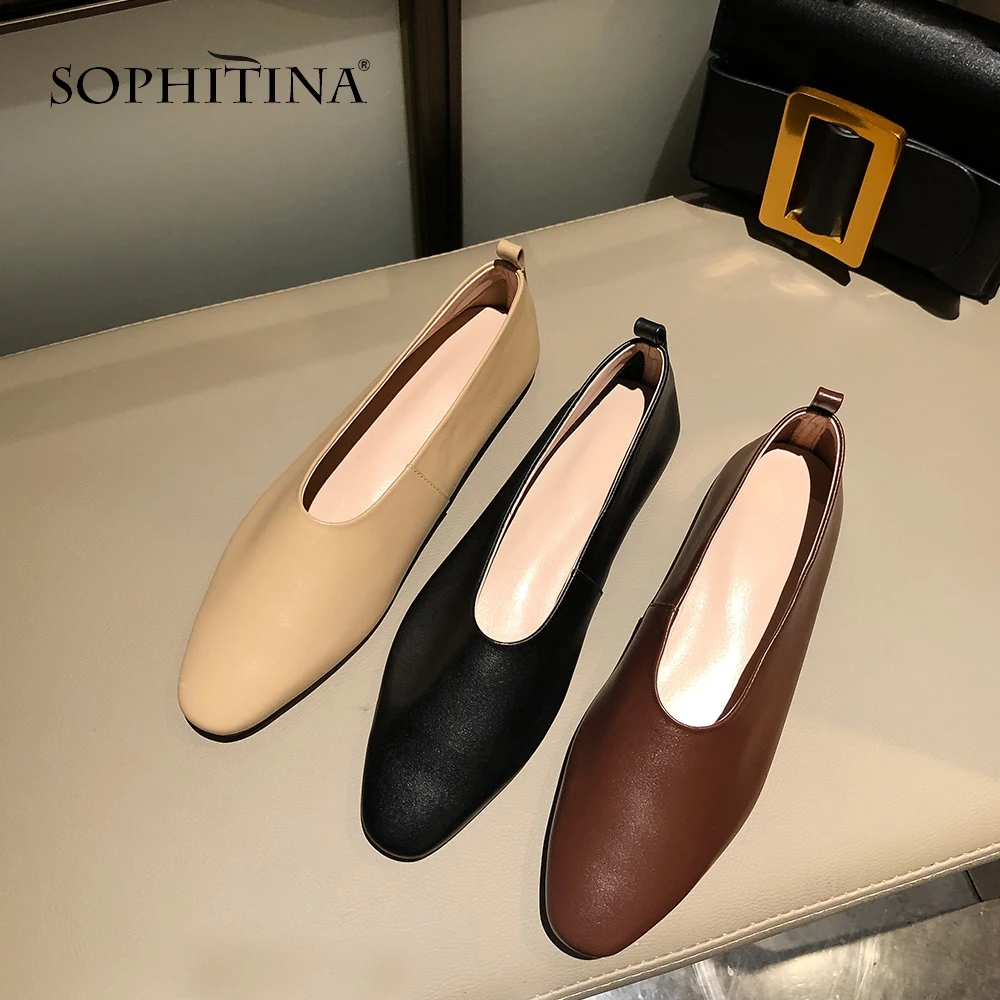 SOPHITINA/сезон весна осень Женские туфли на плоской подошве с острым носком Оксфорды