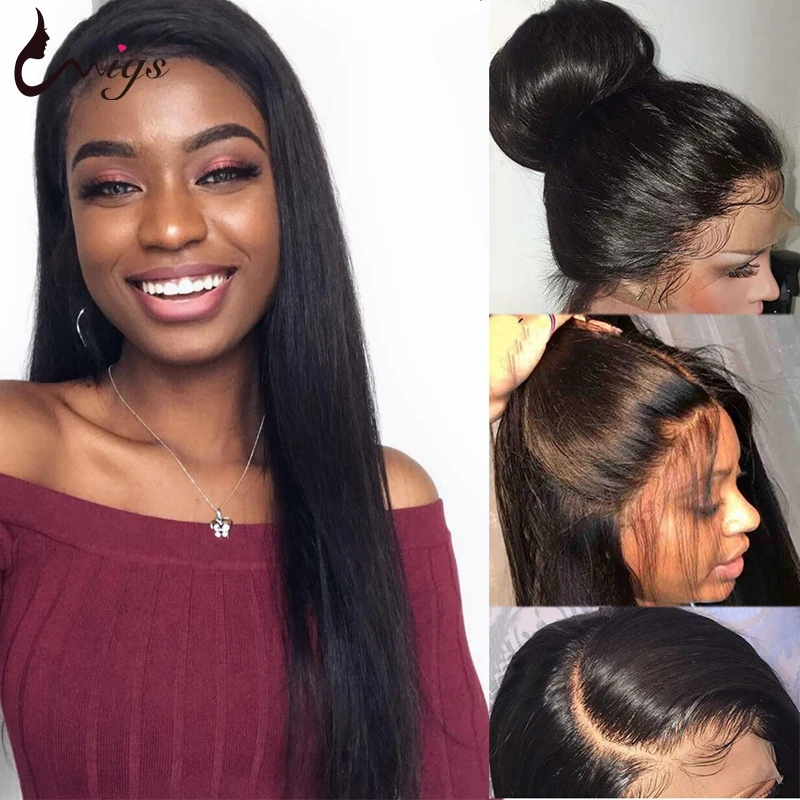 

Uwigs 360, парик на кружеве, предварительно выщипанный с детскими волосами, прямой парик на кружеве, 8-26 дюймов, прозрачные бразильские парики Remy,...