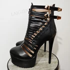 Туфли-лодочки женские из искусственной кожи, на платформе, с молнией сзади, большие размеры 41, 44, 45, 47