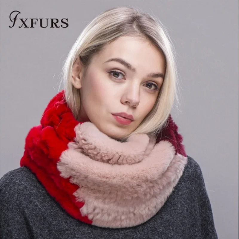 FXFURS 2020 Модный Новый женский шарф из меха бесконечности круглый длинный кролика
