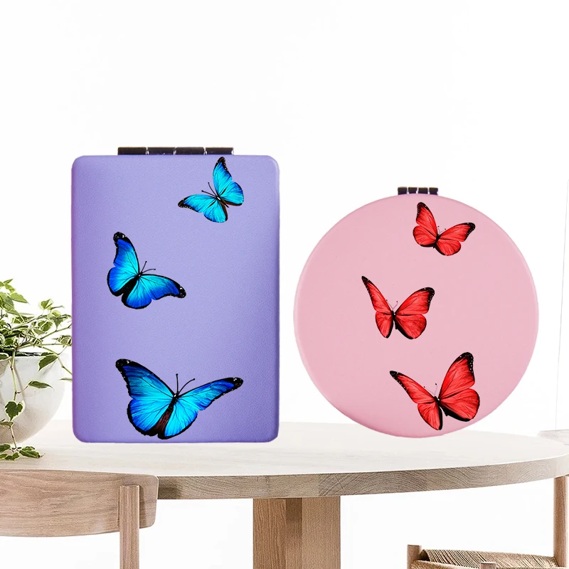 

Cute Butterfly Makeup Mirror with Double Side Portable Travel Floral Folding Magnifying Compact Pocket Cosmetic Vanity Mirrors