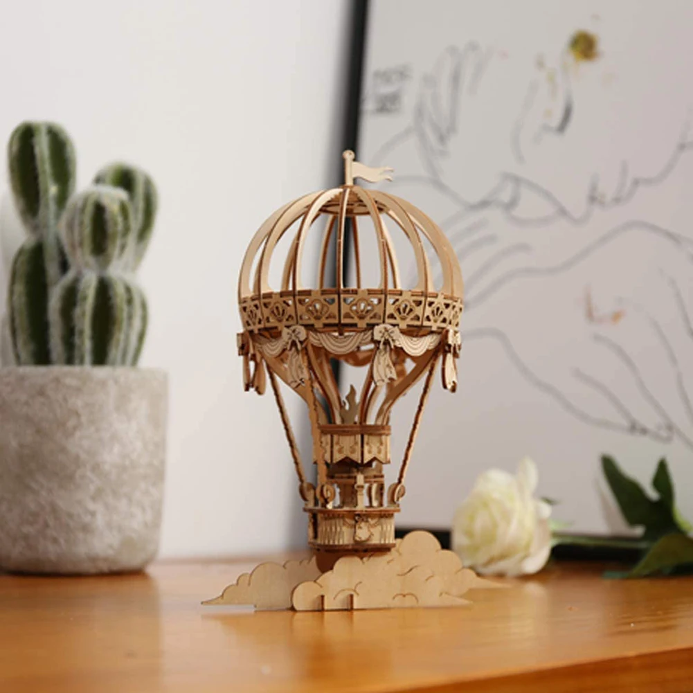 

Handmade Hot Air Balloon Assembly Model Building Kits Birthday Gift Puzzle DIY 3D Wooden Splicing Children Education Toy