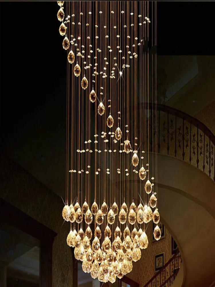

6/8/13 Luxury Led Crystal Ceiling Lights Long Stairway Crystal Dome Ceiling Lamp,Europe Hotel foyer Living room Hanging Light