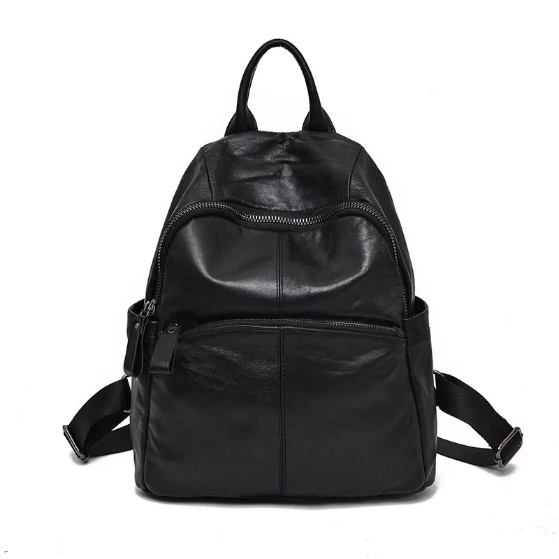 Модный женский рюкзак из натуральной кожи роскошный черный дорожный воловьей