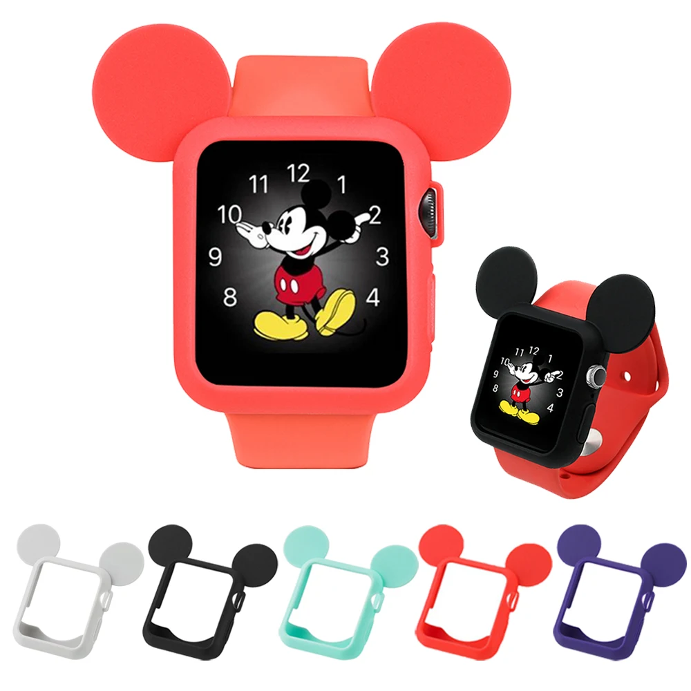 Прекрасный силиконовый чехол с Микки для Apple Watch, чехол серии 4 44/40 мм, Мягкий защитный чехол с рисунком для iWatch 3 2 1 38 мм 42 мм