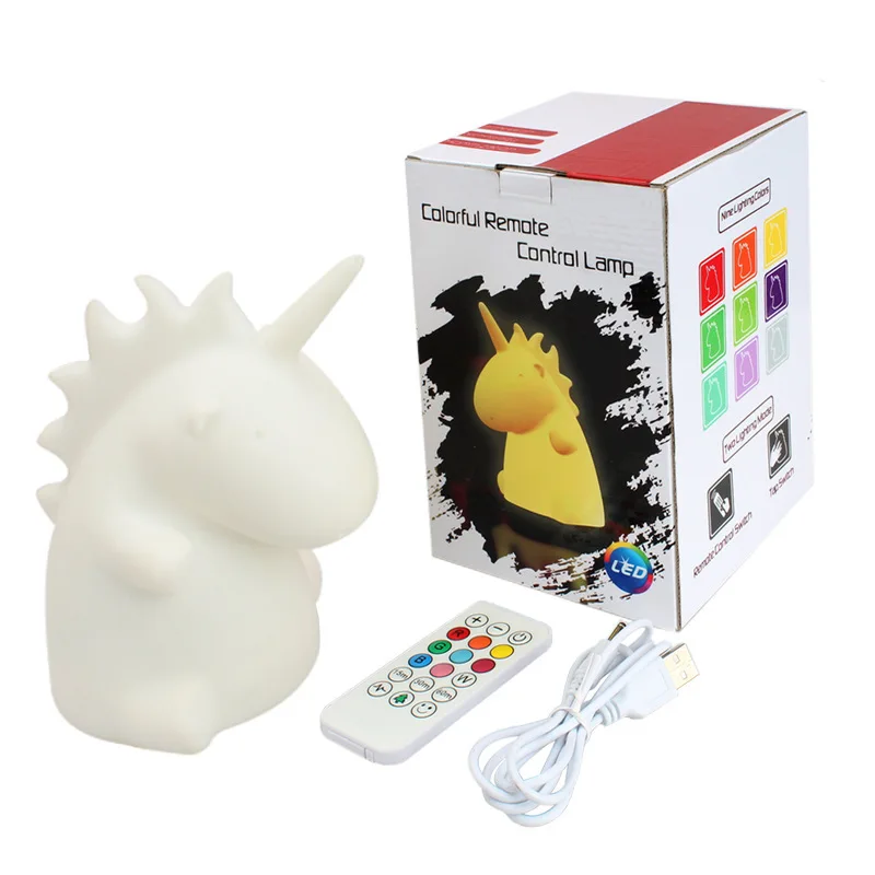 Цветной СВЕТОДИОДНЫЙ ночник в виде единорога для детской комнаты маленькая