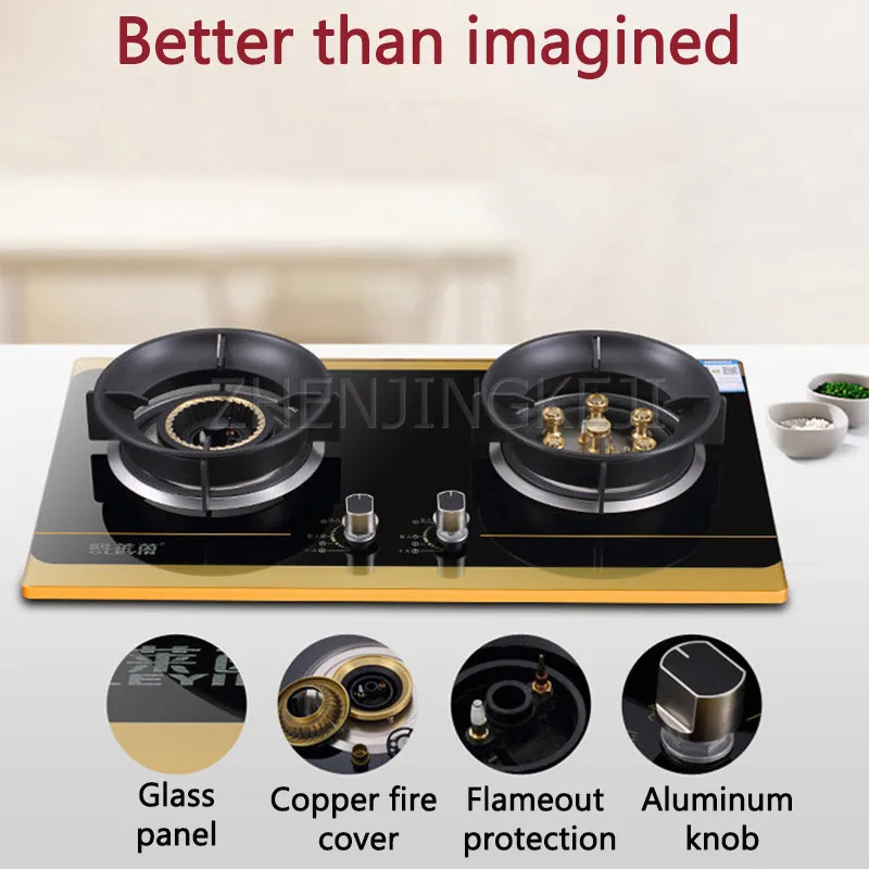 

Gas Stoves Dual Stove Desktop Embedded Home Stir Fry Cooking Natural Gas Liquefied Gas Energy Saving Tempered Glass Kitchenware