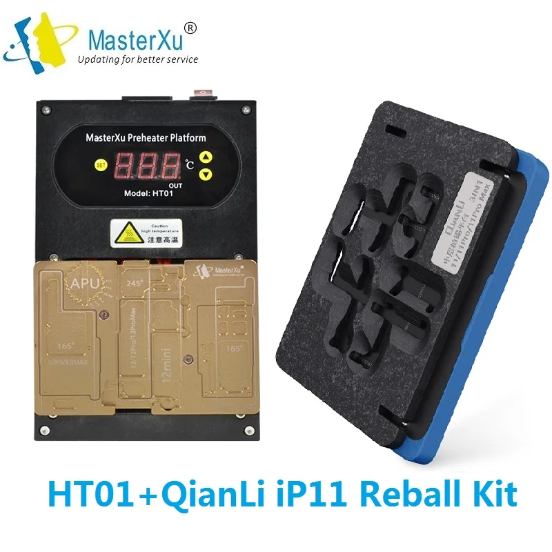 

MasterXu HT01 Heating Platform for iPhone X XS 11 12 Pro Max Middle Layer Board Repair Qianli Reball Kit with Stencil