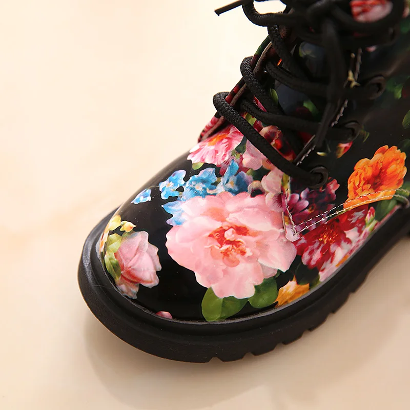 Детская обувь Ботинки martin с цветочным принтом для девочек Botas элегантная из