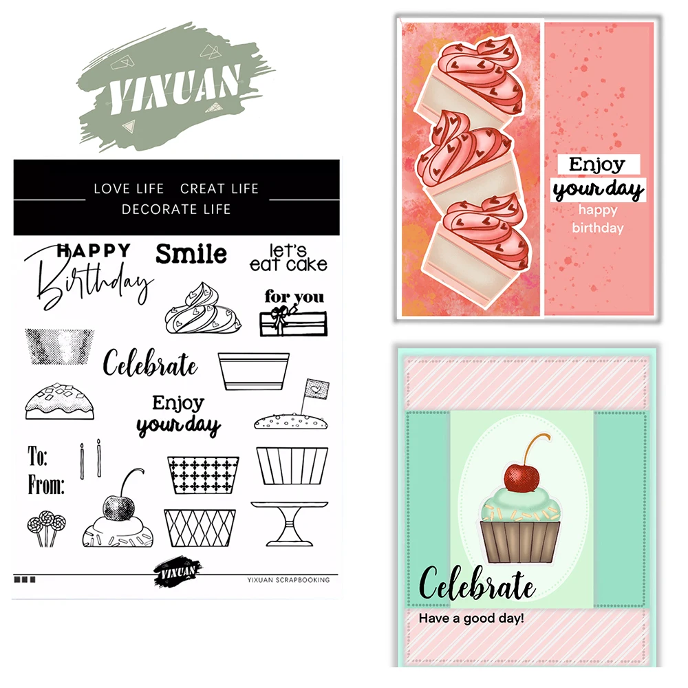 

YIXUAN Dessert Cake Metal Cutting Dies Clear Stamps Set Stencils For Decor DIY Scrapbooking Cards Embossing Template Stamps Die