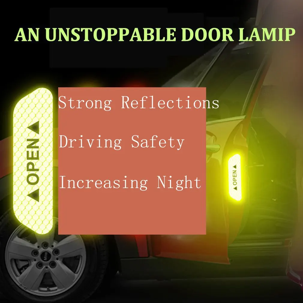 

Open The Door Stickers Reflective Stickers Safety Warning Stickers Open Reflective Film Car Door Anti-Collision Strip