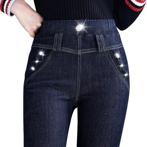 Zqlz 2019 весна осень эластичные с высокой талией обтягивающие джинсы женские плюс