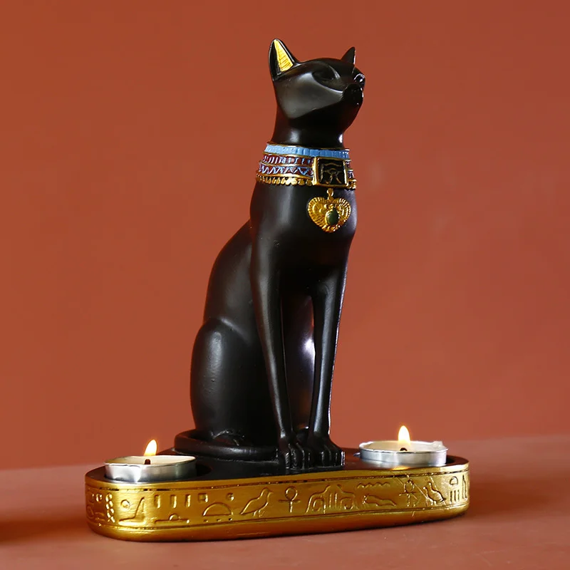 Estatua de gato egipcio de la Diosa Bastet, figurita de Dios del gato de la encarmaci&oacute;n, entrada, sala de estar, decoraci&oacute;n de la Oficina, decoraci&oacute;n del hogar-3