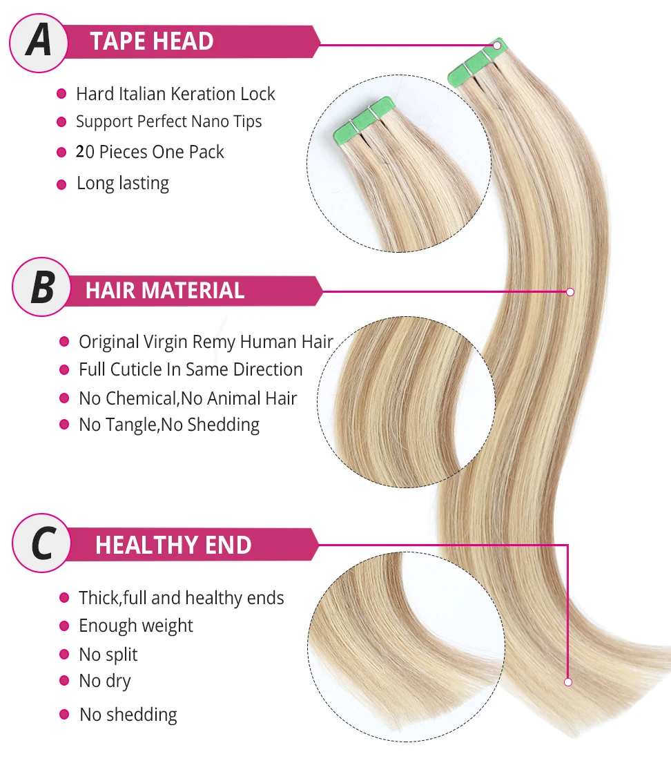 Lucybeauty# P18-613 1,5 г/шт. лента для наращивания человеческих волос Remy прямые двухсторонние волосы на клеях 1"-22"