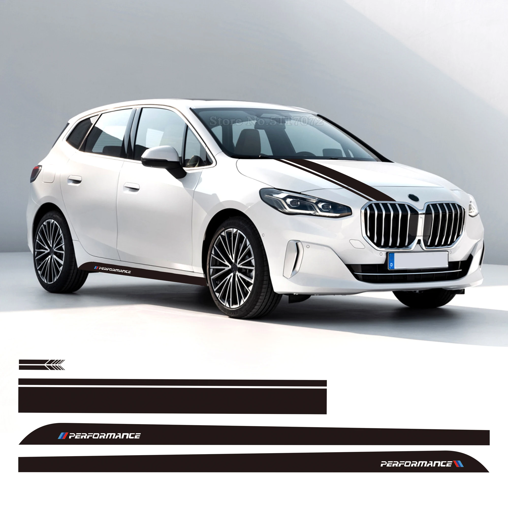 

M характеристики для BMW 2 серии F45 F46 Gran Tourer дверь боковая полоса юбка наклейка на капот автомобиля зеркало заднего вида капот кузов наклейка