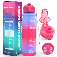 portable large capacity water bottle gradient color tiktok big water bottle leak proof frosted cup for outdoor sports fitness