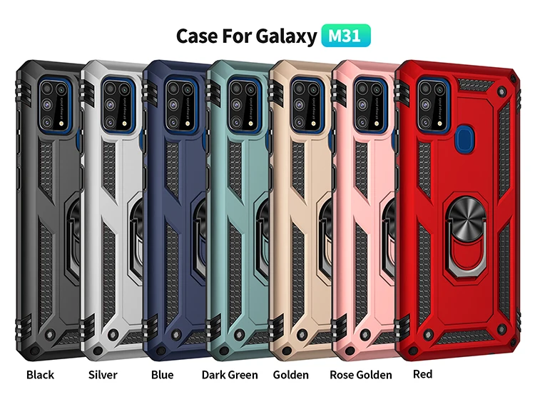 

Anti Fall Ring Holder Bracket Rugged Armor Phone Case For Samsung Galaxy M30S A01 M01 M02 M21 M31S M31 M51 Core Protection Cover