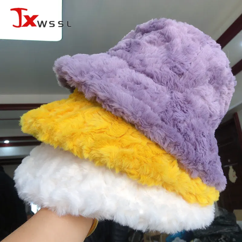 

Женская плюшевая шапка, теплая женская шапка из искусственного меха, зимняя Панама из искусственного меха, шапка для женщин, уличная Солнце...