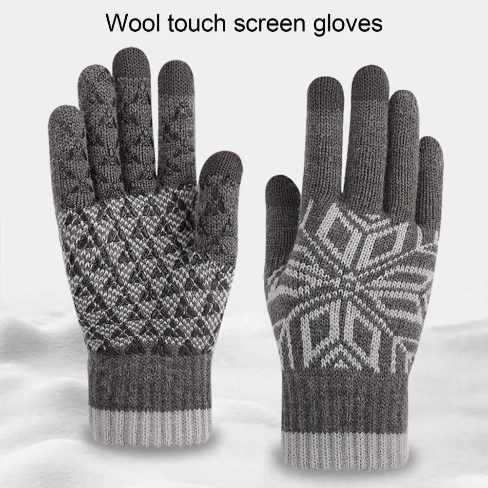 

1 Pair Warm Gloves Chic Thickened Fabric Pull On Closure for Fishing Cycling Touchscreen Gloves Warm Knit Gloves