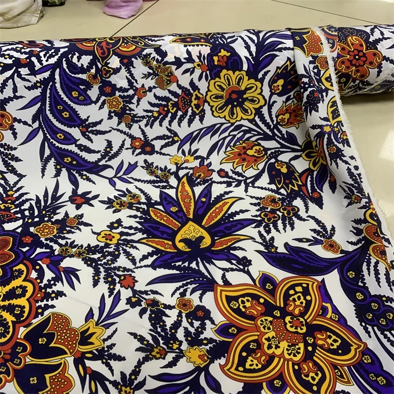

140CM Wide 19MM Print White Silk Crepe de Chine Fabric for Summer Dress Shirt Cheongsam Suit Pants G035