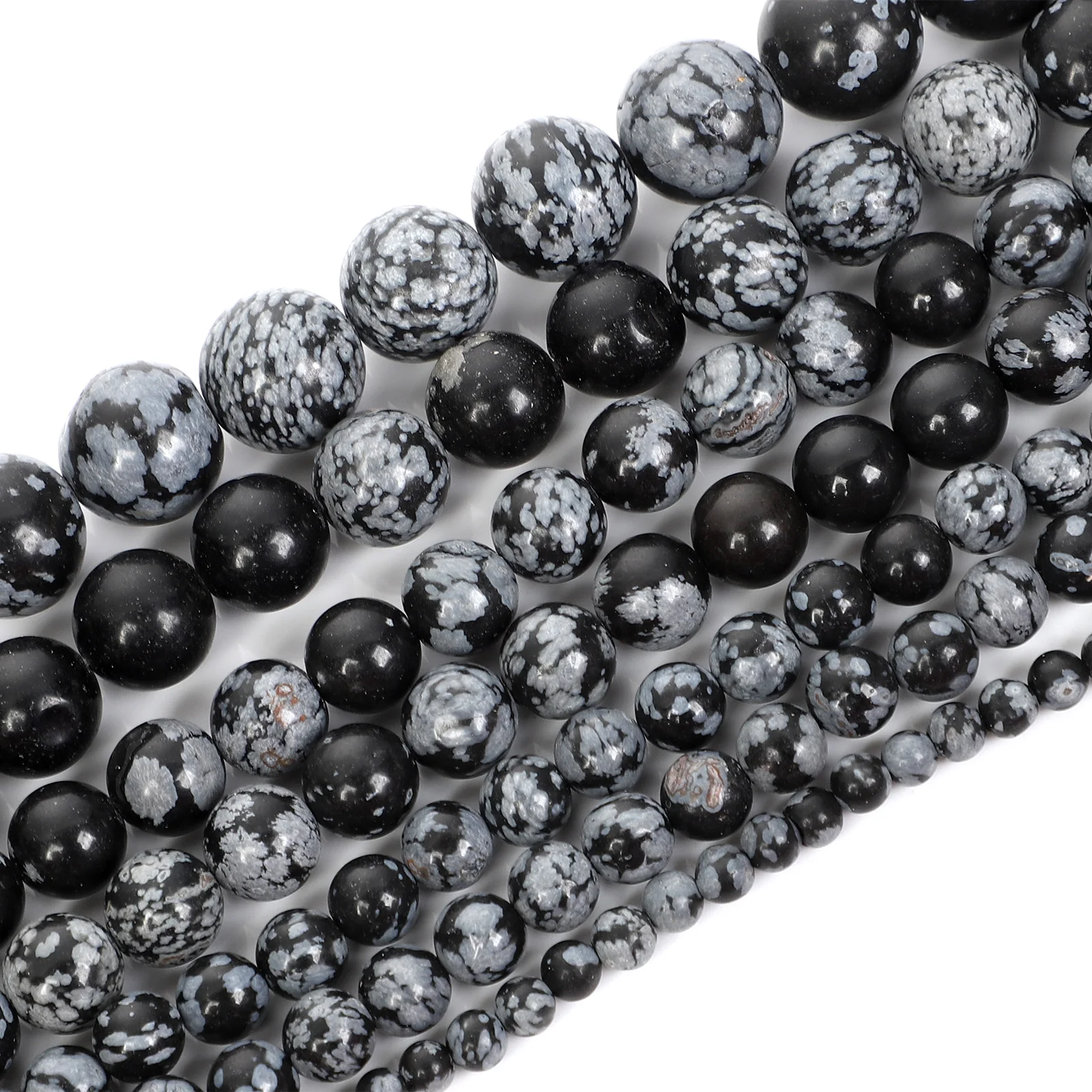 Бусины из натурального камня нитка 15 дюймов обсидиан снежинка круглые бусины