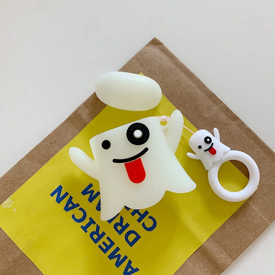 Earphone Case For Airpods 2 Case Silicone Bear Cat Pig Cartoon Headphones Cover For Apple Air pods 1 Case For Earpods Key ring