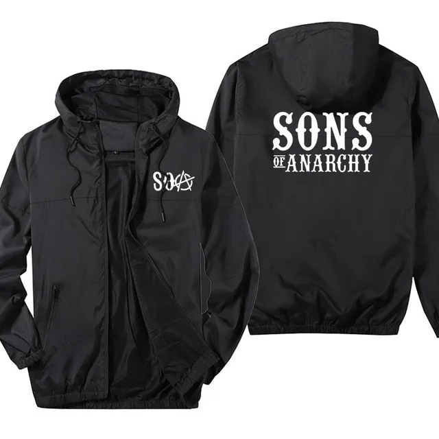 Fashion casual Hooded jacket SOA Sons of anarchy SONS print Men jacket top Oversized Stitching color Men sportswear top