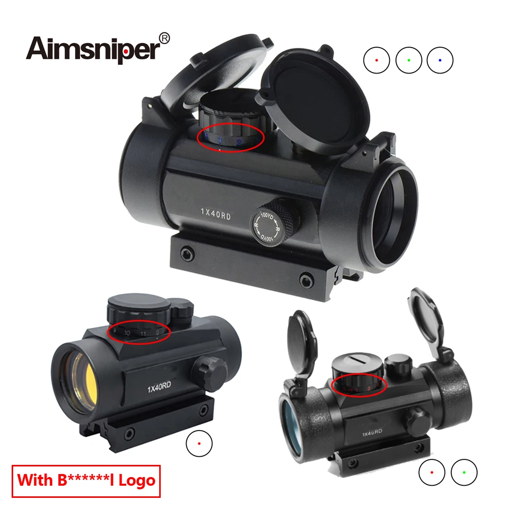 1x40 Регулируемый Красный Зеленый Синий точечный прицел тактический охотничий