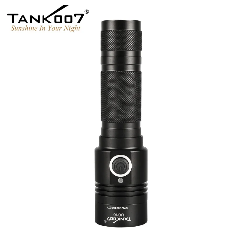 Verkaufen 2019 High Power Tank007 UC16 USB Aufladbare Taschenlampe CREE T6 3 Modus LED Taschenlampe Mit USB Kabel Und 18650 Batterie