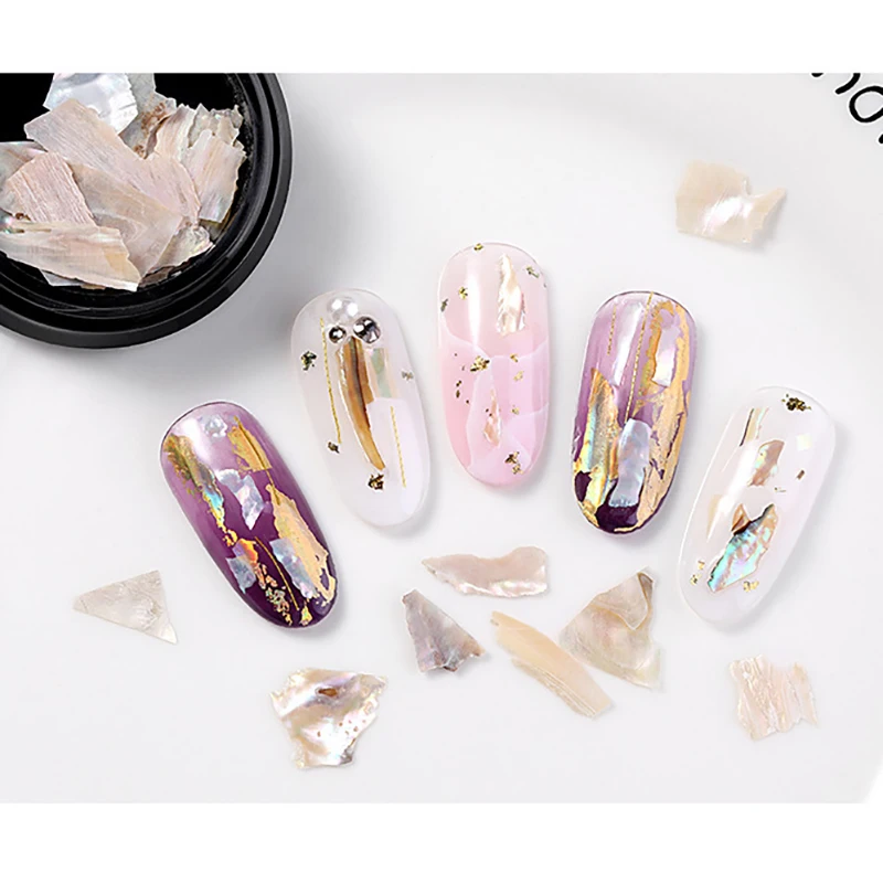 

1box Nail Shell Abalone Irregular Fragment 3D Charm Decoration Slice Undrilled Natural Abalone Shell Thin Glitter Flake For Nail