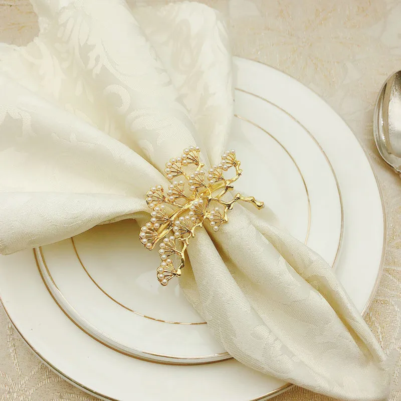 12 шт./лот жемчужная сосновая Пряжка для салфеток из цинкового сплава кольца