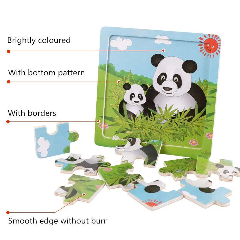 4 шт./компл. деревянные игрушки простые Пазлы для детей с животными фанера детские