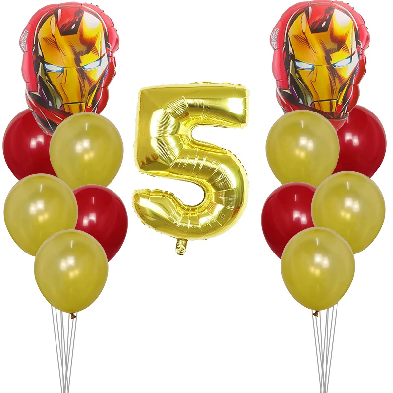

12Pcs Spiderman Head Balloon Number Inflatable Helium Iron Man Captain America Balloons Birthday Party Decoration Kids Toy Balls