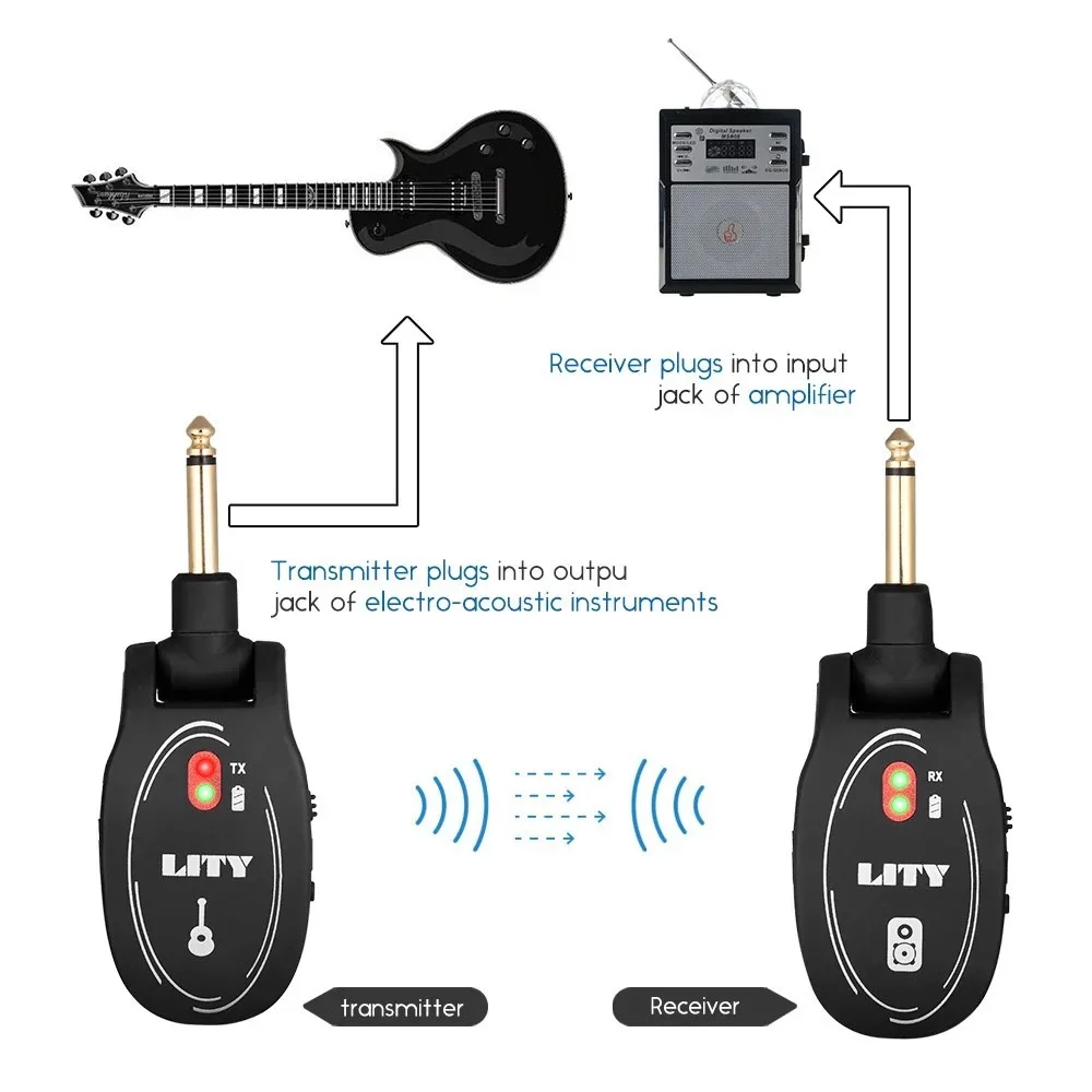 UHF Wireless Audio Guitar Original Sound Transmitter & Receiver System Fits For Electroacoustic Instrument Adapter | Электроника